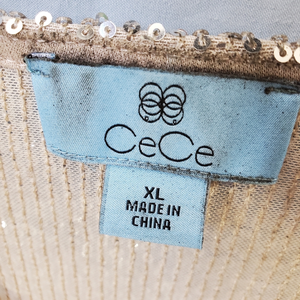 Cece Gold Or Is It Silver  Sequin Women's Top Size XL - Picture 4 of 8